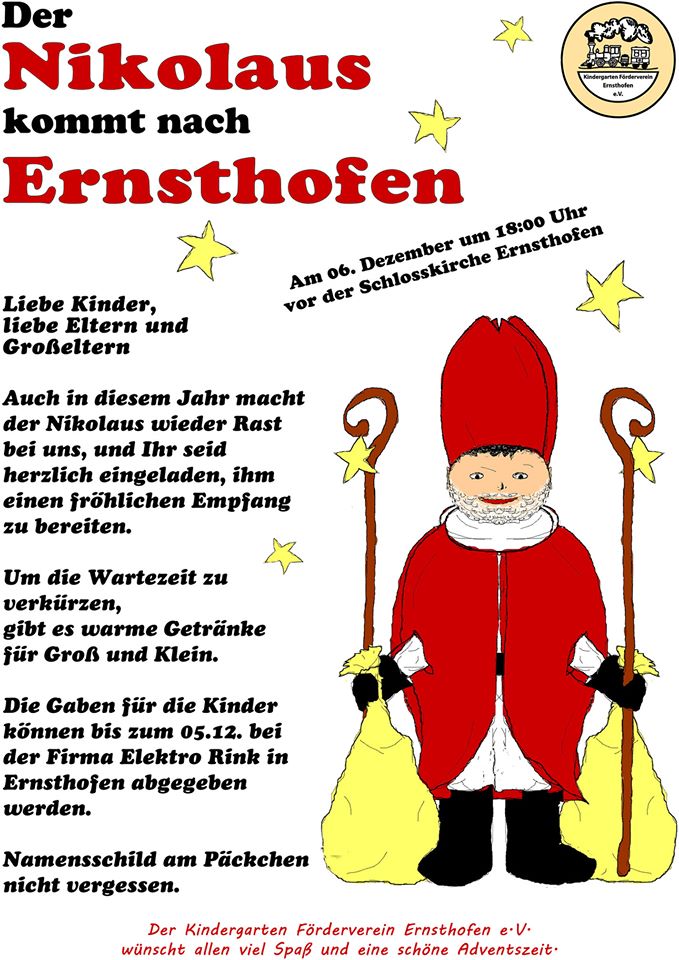Der Nikolaus kommt nach Ernsthofen 2019